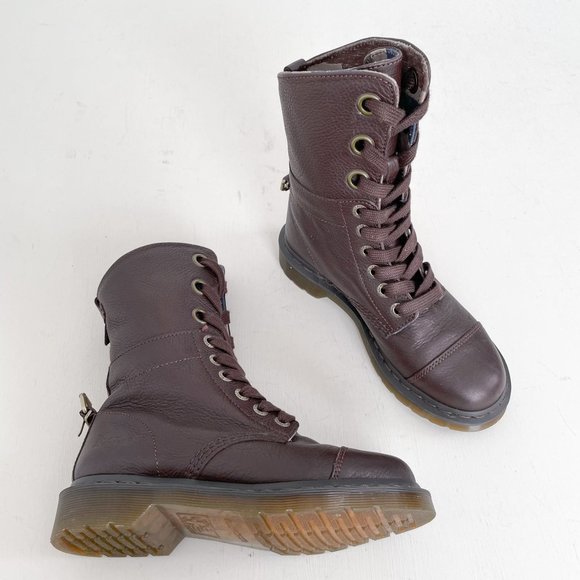 Dr. Martens Shoes - Dr. Martens Brown Leather Aimilie Lace Up Fold Over Boots Triumph Women's Size 6